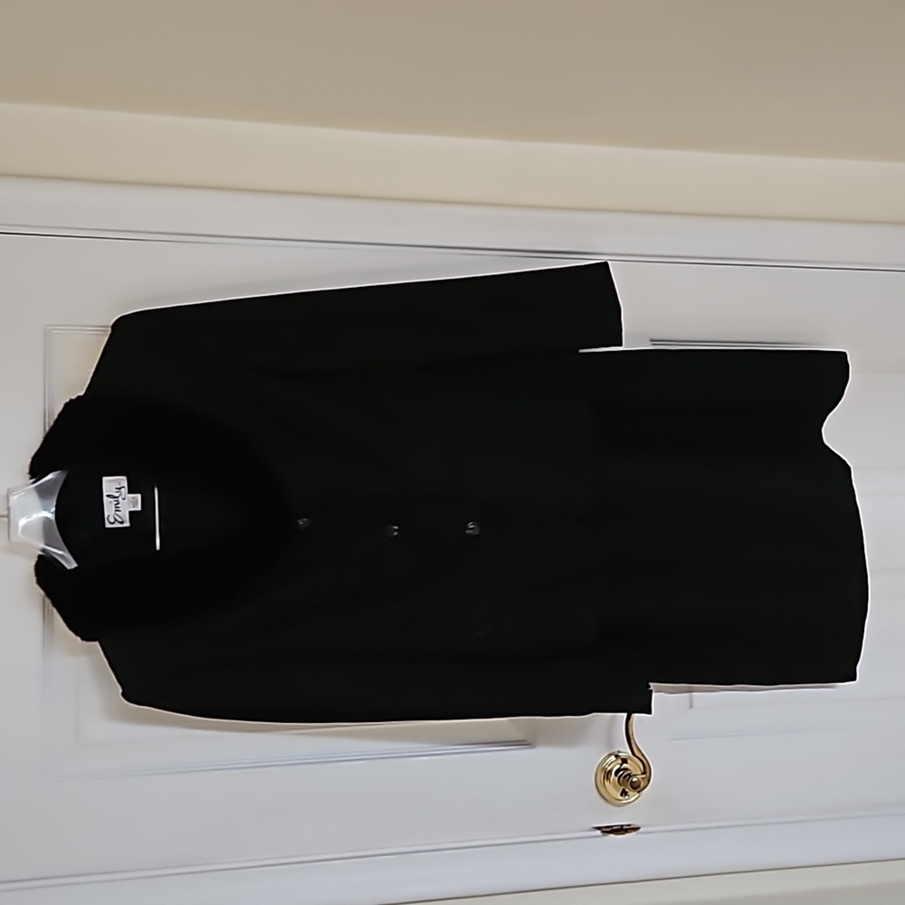 Size 14 ladies suit  Emily Black with Silver thread and faux fur